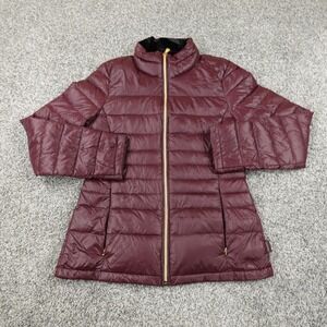 Calvin Klein Jacket Womens S Red Down Quilted Packable Windbreaker Puffer Coat